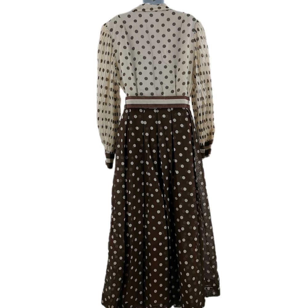 Cute Vintage Brown Polka Dotted Swing Dress - Picture 3 of 5